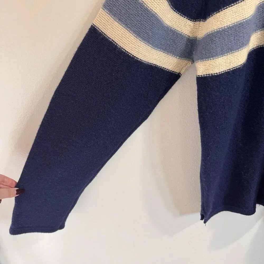 Vintage 90s Y2K Guess Sweater Mens XXL Stripe Blue White Lambswool Knit Jumper